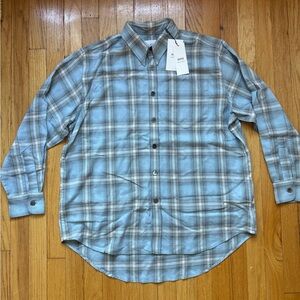 Ami Light Blue and Brown Plaid Shirt